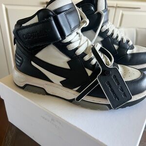 Off-White Out-of-Office Black and White High-Top Sneakers sz 37